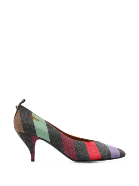 Pantofi cu toc Versace cu dungi negru