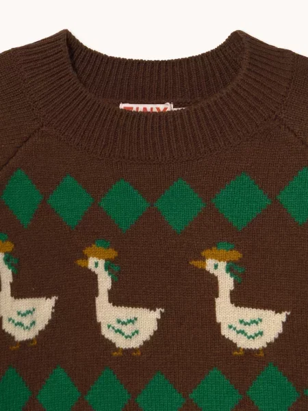 Tinycottons светр дитячий вовняний GREEN GEESE SWEATER зелений