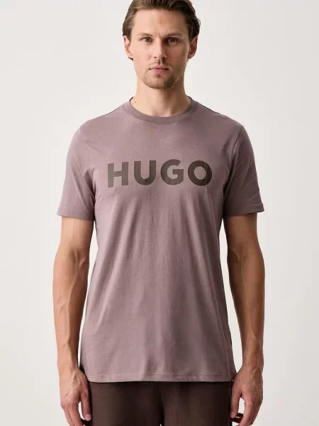 HUGO majica za muškarce od pamuka Dulivio smeđa
