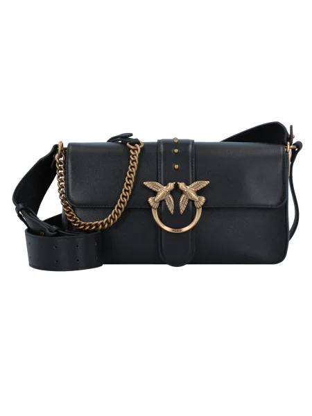 Usnjena klasična pisemska torbica Pinko črna