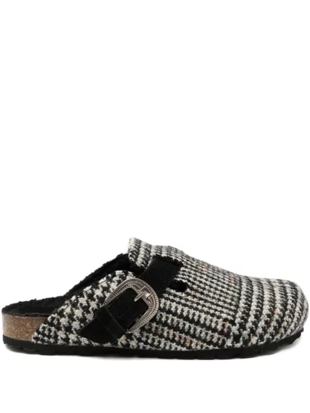 Papuci tip mules Taji din tweed negru
