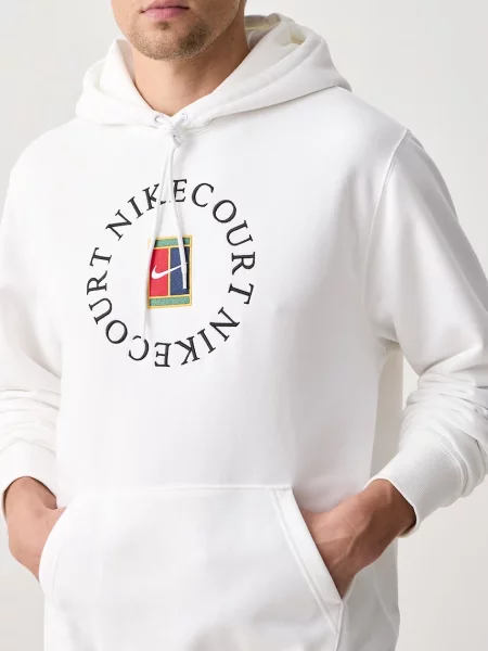 Férfi tenisz pulóver Nike Court Dri-Fit Heritage French Terry Hoodie white/black. Méret: S fehér