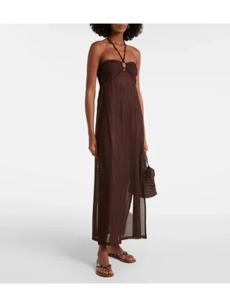 Rochie maxi Melissa Odabash cu gât halter de costum maro