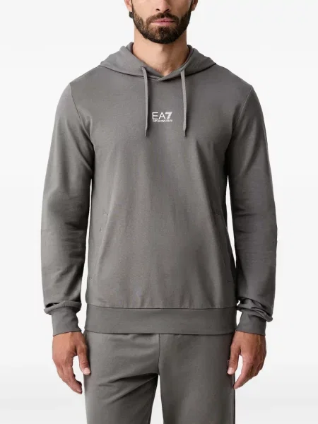 Hanorac cu glugă Ea7 Emporio Armani cu imagine gri