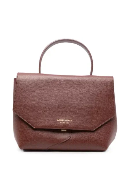 Geantă shopper Emporio Armani din piele maro