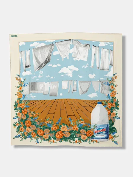 Fular Moschino de mătase bej