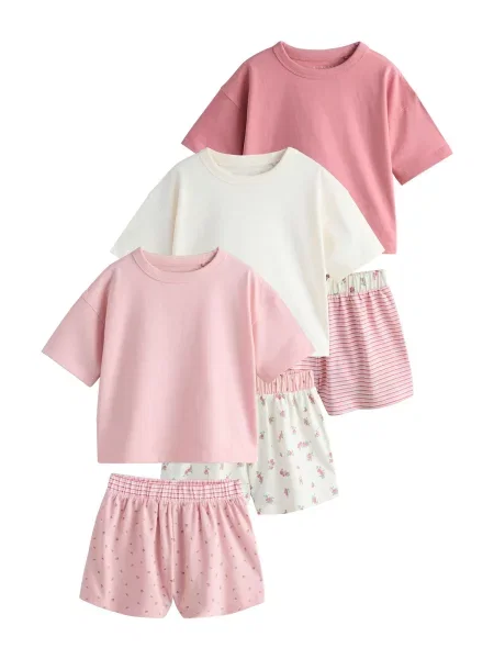 Next Pijamale roz / roz pal alb