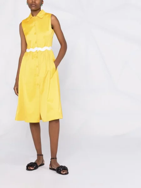 Cu centură rochie midi Moschino galben