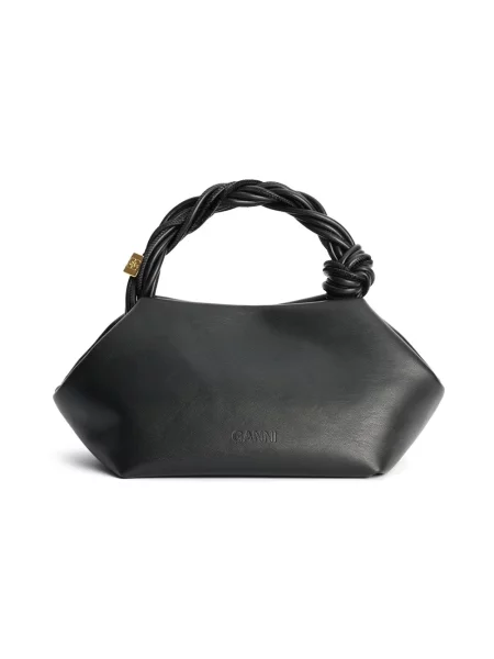 Torebka crossbody Ganni biznesowa z nadrukiem czarna