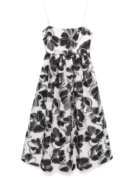 Rochie midi Stine Goya din jacard până la genunchi de costum alb