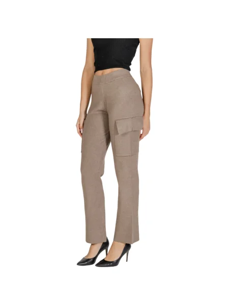 Pantaloni cargo Vila tricotate kaki