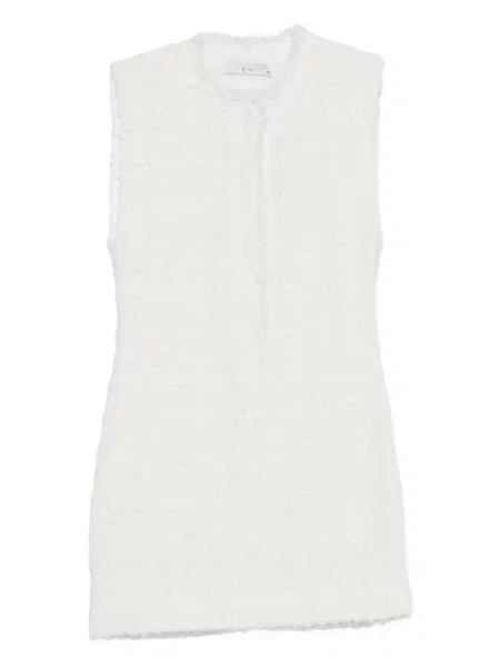 Rochie mini Iro fără mâneci din tweed de costum alb