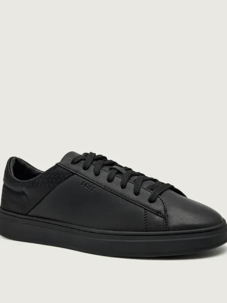 Sneakerși Boss din piele negru