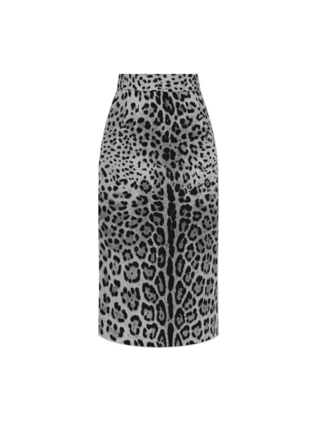 Spódnica Dolce And Gabbana z nadrukiem zwierzęcym szara