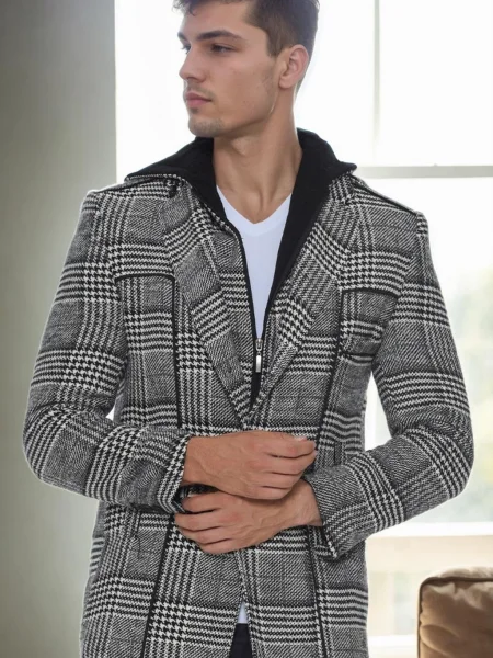 Palton Dewberry în carouri negru