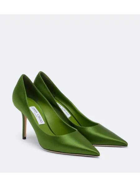 Pantofi cu toc Jimmy Choo din satin verde