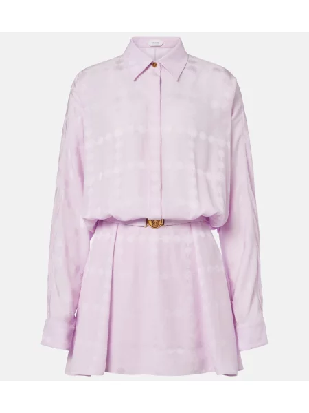 Rochie tip cămașă Versace din satin violet