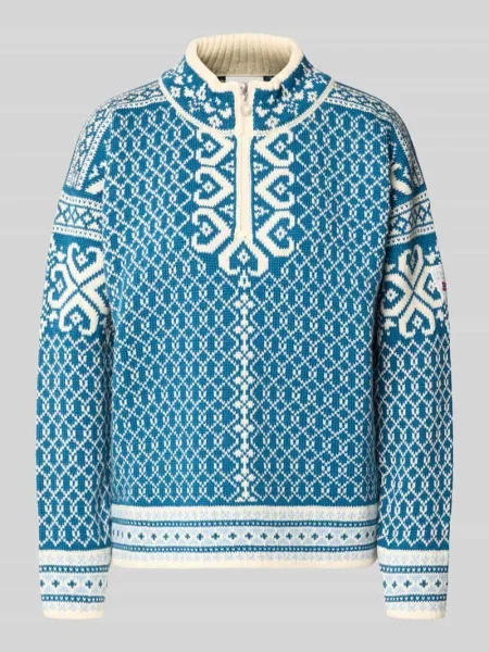 Sweter z dzianiny z wełny we wzór na całej powierzchni model LEKNES' Dale Of Norway