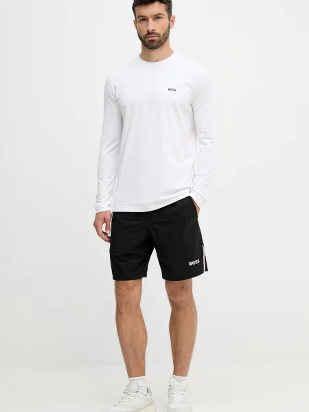 Lung tricou cu mânecă lungă Boss Green alb