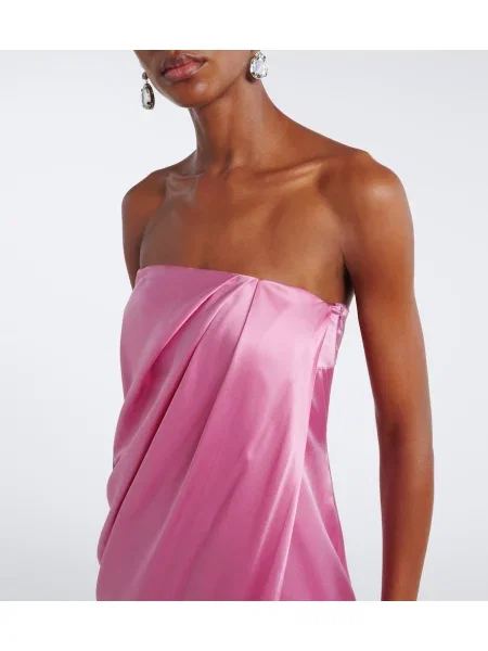Rochie The Sei din satin drapată fără bretele roz