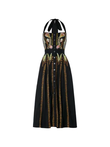 Rochie midi Temperley London cu gât halter negru