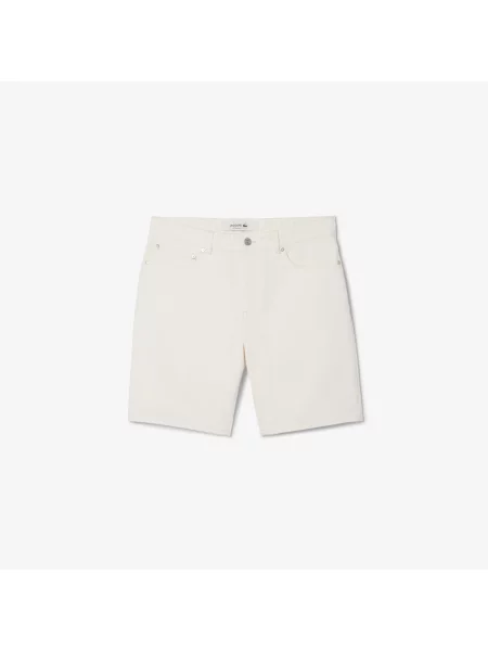 Lacoste Bermudy Jeansowe O Prostym Kroju białe