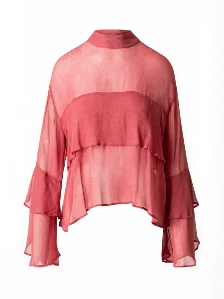 Coster Copenhagen Tricou Ruffles pal roz