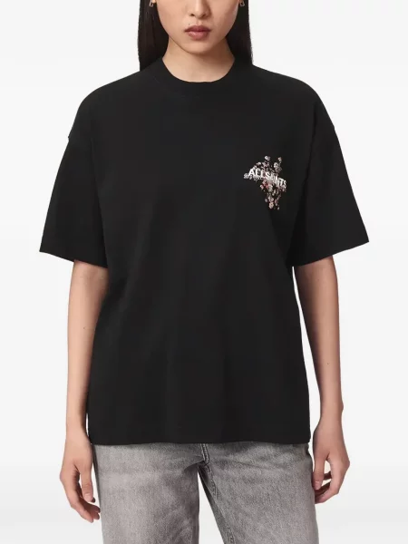 Tricou Allsaints cu model floral cu imagine negru