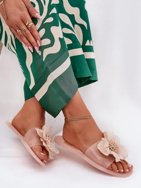 Prozorni copati Boto s cvetličnim vzorcem brez pet