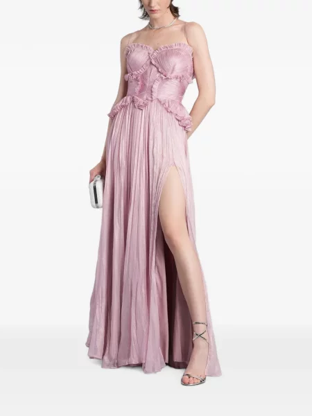 Rochie maxi Iris Serban cu volane roz
