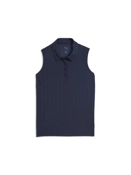 PUMA koszulka polo golfowa Plaid Knit bez rÄ™kawÃ³w Akcesoria S niebieski
