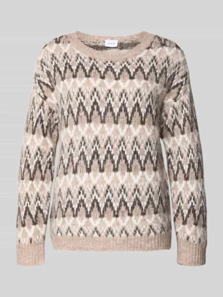 Sweter z dzianiny z okrągłym dekoltem model ‘MARGI’ Vila