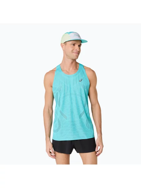 Koszulka do biegania ASICS Metarun Singlet energy aqua niebieska