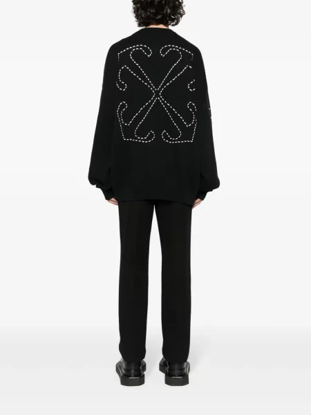 Siuvinėtas dryžuotas megztinis Off-white balta