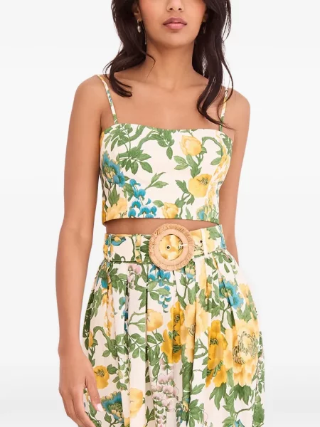 Top Cara Cara cu model floral cu imagine alb