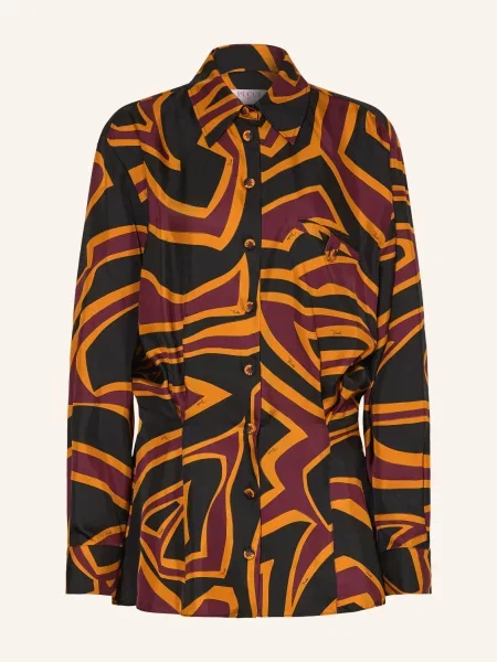 Pucci Košilové Šaty Z Hodvábí / tmavě červená / oranžová černá