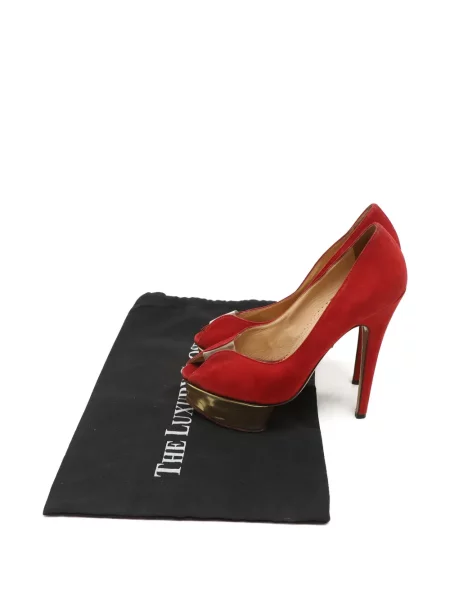 Semišové lodičky Charlotte Olympia na platformě červené