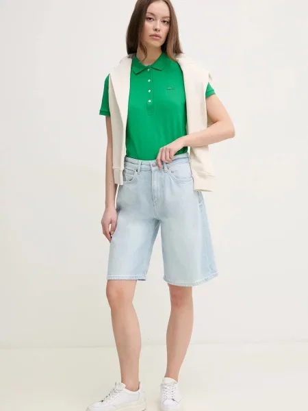 Pepe Jeans szorty jeansowe BERMUDA SHORT UHW BREEZE gładkie high waist niebieski