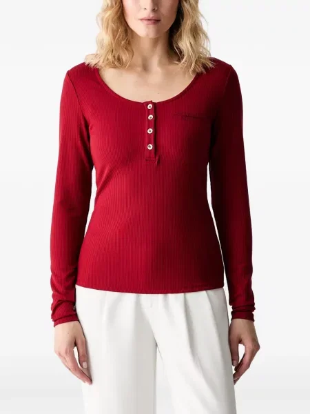 Lung tricou Guess tricotate roșu