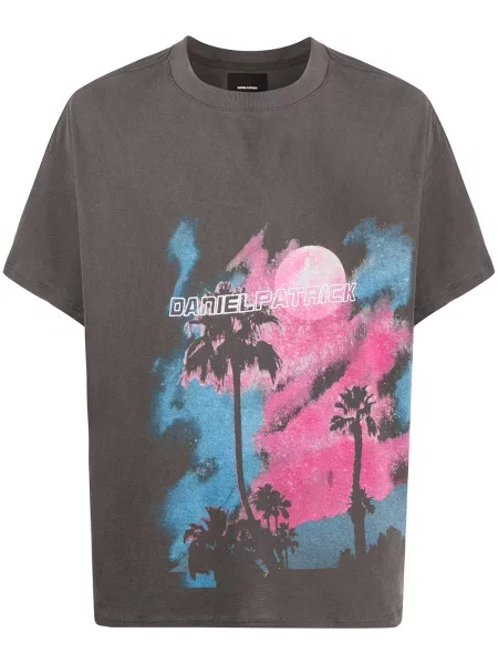 Tricou Daniel Patrick cu imagine cu decolteu rotund gri