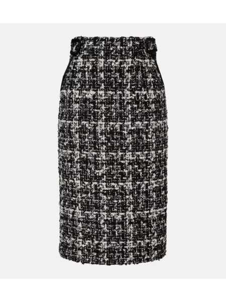 Spódnica midi Dolce&gabbana w kratkę do kolan czarna