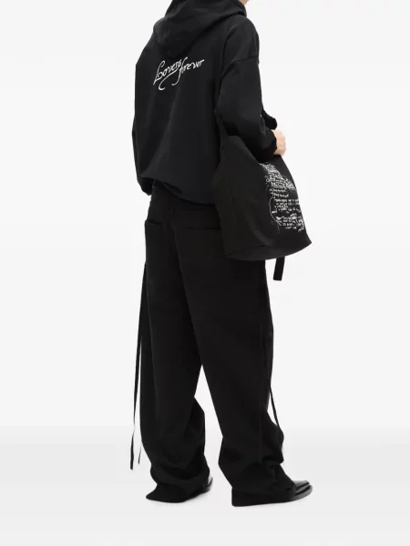 Hanorac cu glugă Ann Demeulemeester cu cordon negru
