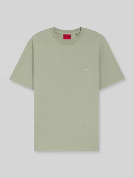 T-shirt o kroju relaxed fit z nadrukiem z tyłu Hugo zielona