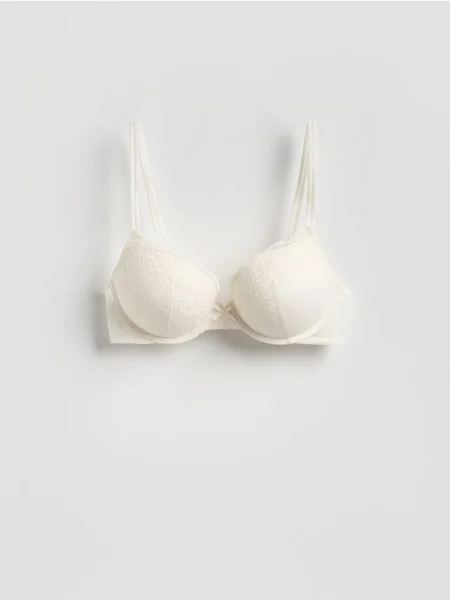 Reserved Супер пуш-ап бюстгальтер з мереживом кремовий 