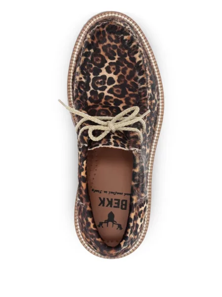 Pantofi derby Bekk cu imagine cu model leopard maro
