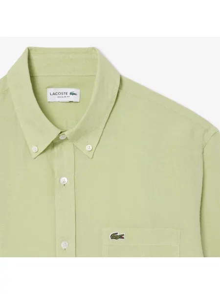 Lacoste Lniana Koszula O Regularnym Kroju zielony