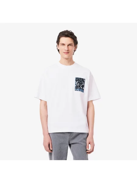 Lacoste Koszulka Z Bawełnianego Dżerseju O Luźnym Kroju biała