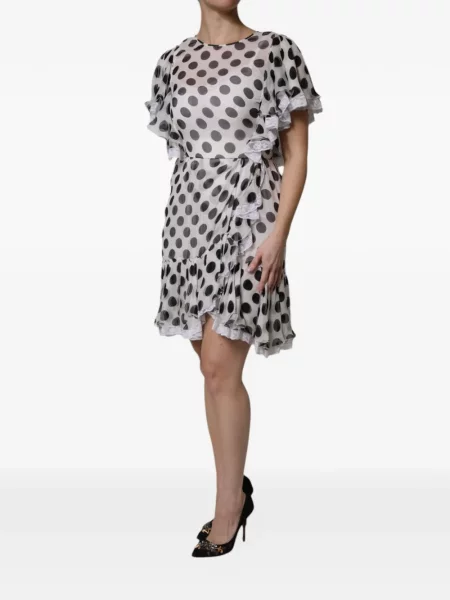 Rochie mini Dolce & Gabbana cu buline cu volane alb