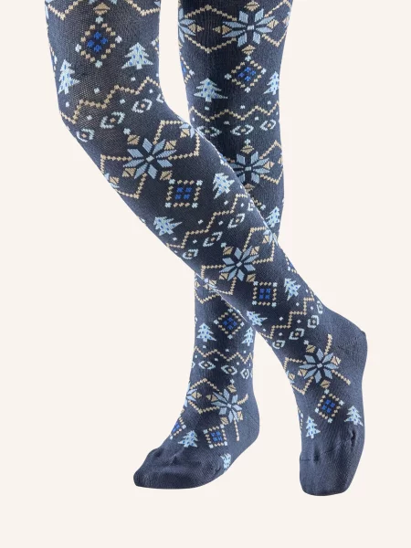 Falke Rajstopy Nordic Fair Isle blau niebieskie