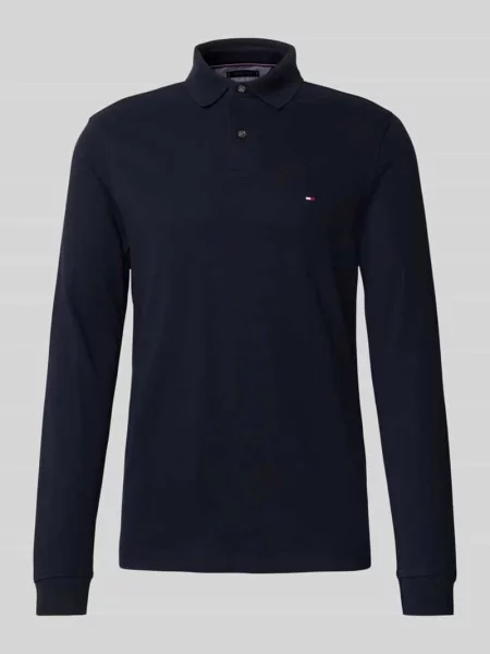 Koszulka polo z długim rękawem Tommy Hilfiger granatowa